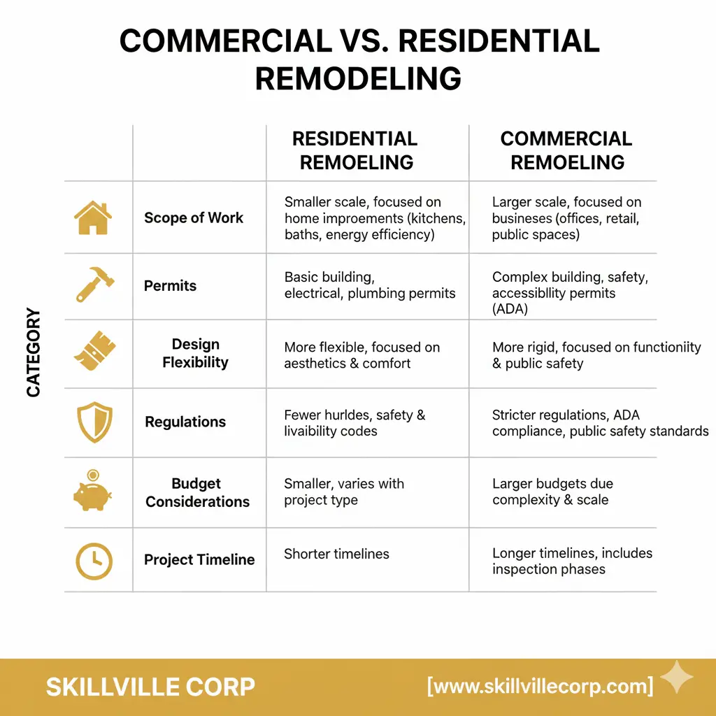 Differences Between Commercial and Residential Projects