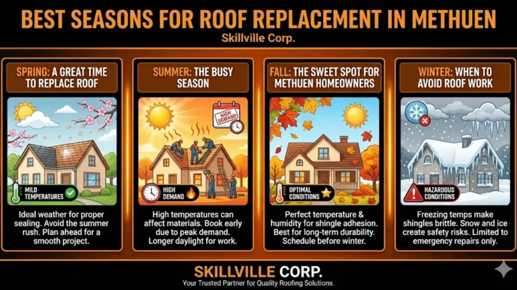 Best Seasons for Roof Replacement in Methuen