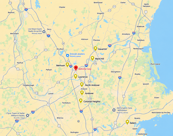 Skillville Corp. Areas We Serve Map